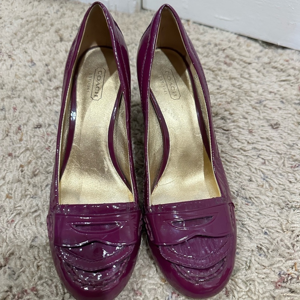 Coach Plum Patent Leather Vintage Heels. Old Hollywood, old money, 40/50’s - Picture 11 of 12